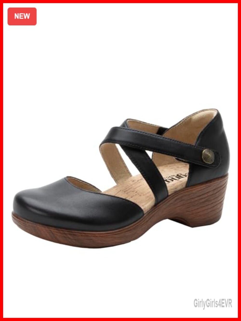 Alegria Savina Leather Wedge Mary Jane Slip Resistant Arch Support